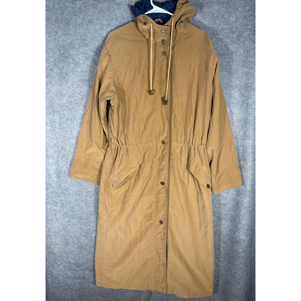 Eddie Bauer Vintage Long Hooded Parka Tan Brown Cotton Nylon Jacket Medium